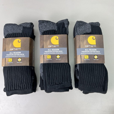 9-PACK Carhartt Mens Socks All Season Midweight Cotton Crew Work Sz XL 11-15