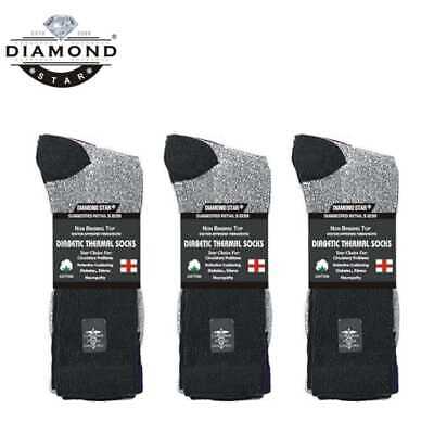 3-12 Pairs Men's Thermal Diabetic Socks Thick Warm Winter Non-Binding Crew Socks