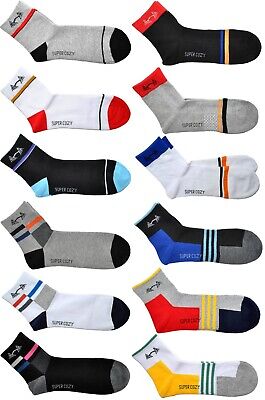 Men's Athletic Crew Socks 12 Pack, Breathable Cotton Assorted Colors and Pattern