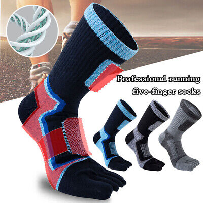 1-5Pairs Men Five Finger Separate Athletic Toe Crew Socks Sport Causal Cotton