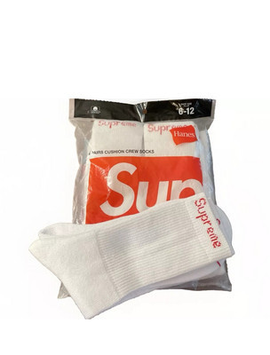 Supreme Socks Hanes (4 – Pack) Size 6-12 Natural Blended Cotton 100% Authentic ✅