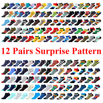 12-Pairs Women's Soft Breathable Fun Colorful Random No Show Low Cut Ankle Socks