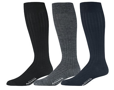 Men's Over the Calf Dress Socks, Merino Wool Knee High Ribbed Socks Made in USA