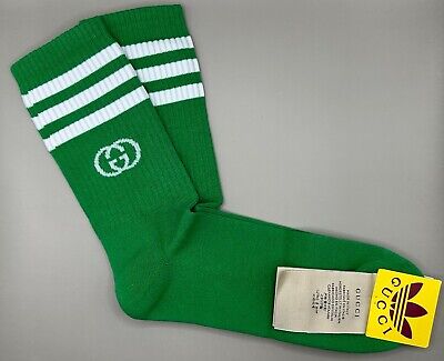 Gucci x Adidas Ankle Socks Green/White Size L 12 (26-28cm) Authentic