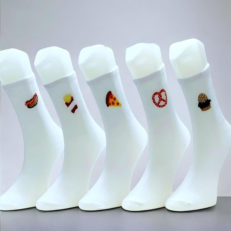 Fast Food Socks Set, Funny Socks, Socks Gift Box, Socks Gift Set, Socks with Food Prints, Organic Cotton Socks, Unisex White Socks in 2025
