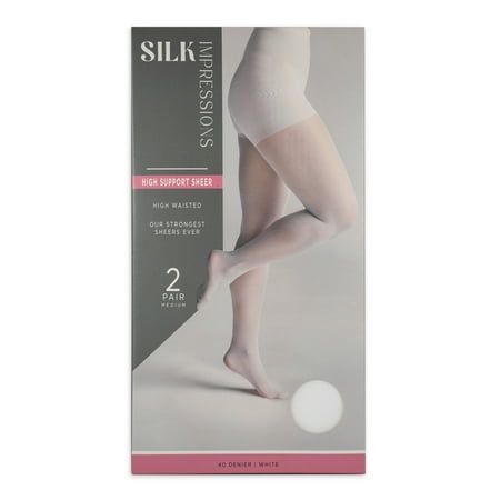 Silk Impressions Sheer Support 40d, 2-Pack Pantyhose, Women's, Size:XXXL, White in 2025 | Supportive, Impress, Socks women