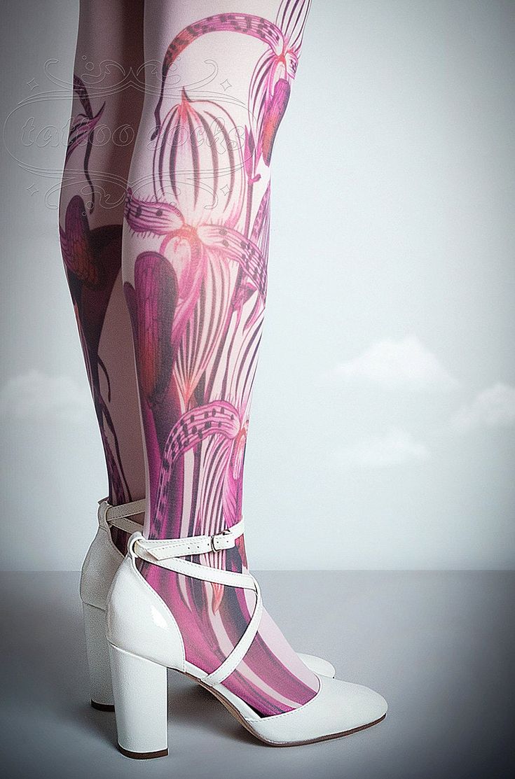 Tattoo Tights – Floral Light Pink One Size Full Length Printed Closed Toe Tights Pantyhose, Tattoo Socks – Etsy