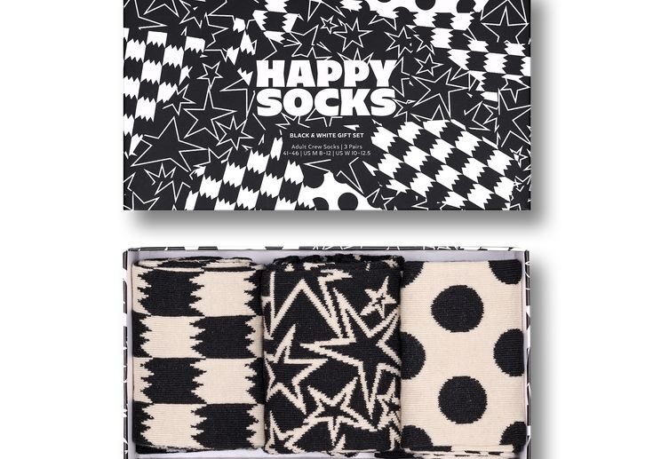 Unique Gift Ideas – 3-Pack Black & White Socks Gift Set | Happy Socks US