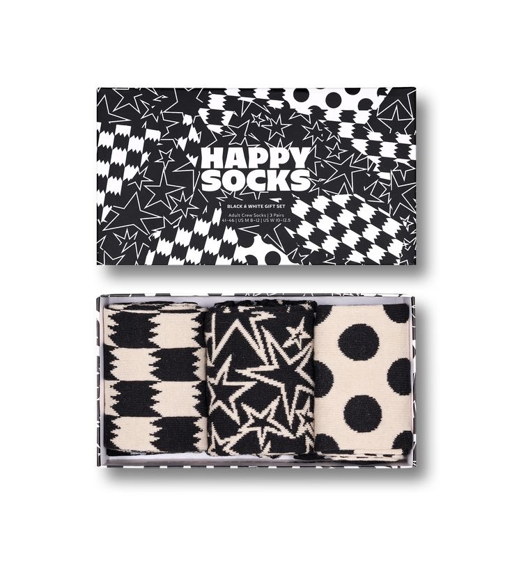 Unique Gift Ideas – 3-Pack Black & White Socks Gift Set | Happy Socks US