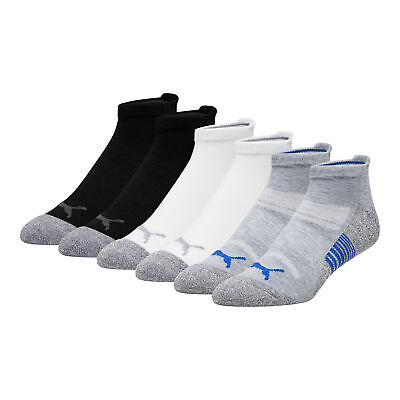 PUMA Men's Half-Terry Low Cut Socks (3 Pairs) Assorted Colours Size 10-13